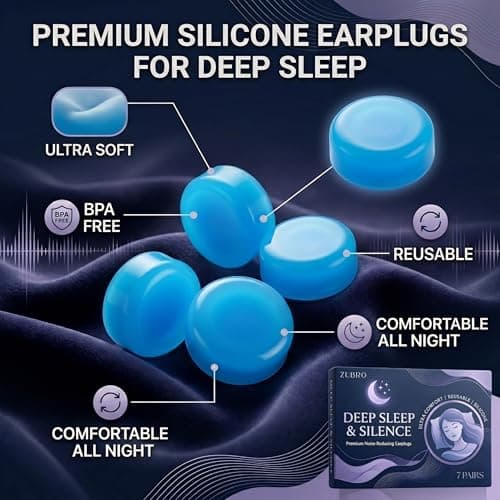 Silicone Ear Plugs for Sleeping, 7 Pairs Noise Cancelling Earplugs for Snoring, Soft Moldable Reusable Ear Plugs, Ear Protection for Side Sleepers, Swimming, Travel & Study, Blue — view 5