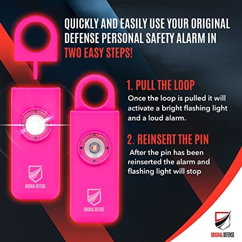 Original Defense® Siren Self-Defense Alarm (Magenta) - 130 dB Keychain Alarm with LED Strobe Light for Women, Children, and Elderly - Police Recommended — view 3