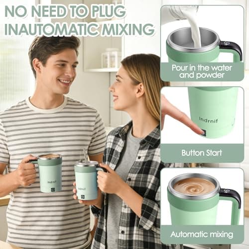 380ml Automatic Self Stirring Coffee Mug, Electric Mixing Cup with Magnetic Stirrer and LED Temperature Display, Rechargeable Travel Mug with Whisk and Detachable Base for Coffee, Milk, Cocoa (green) — view 6