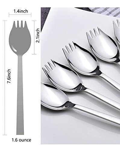 WEKTUNAA 6-pack Stainless Steel Sporks for Everyday Use, Back to school lunch supplies Camping Hiking Heavy Duty Flatware set,7.6-inch (M) — view 4
