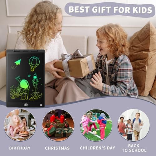 Toy Genialba 10 inch LCD Writing Tablet Colorful Screen Drawing Board for 2-6 Year Old Boys and Girls, Learning Educational Gifts for Birthday and Christmas (Black) — view 6