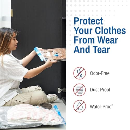 Spacesaver Jumbo Vacuum Storage Bags for Clothes - 100 x 80 cm Vacuum Bags and Space Saver for Comforters and Blankets - Compression Seal for Closet Organization with Hand Pump for Travel - Pack of 6 — view 2