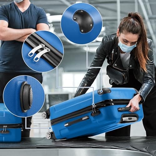 Karl home Lightweight Suitcase Set ABS Hard Shell Luggage, 3-Piece Blue — view 4