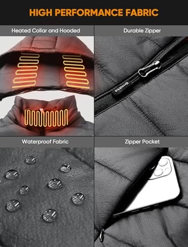 ORRNIKKO Heated Vest Women - Detachable Heated Hood, With 7.4V 16000mAh Battery Pack, Womens Heated Vest — view 3