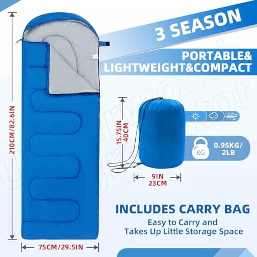 Lightweight Camping Sleeping Bag for Adults and Kids,3 Season(0.95kg) — view 2