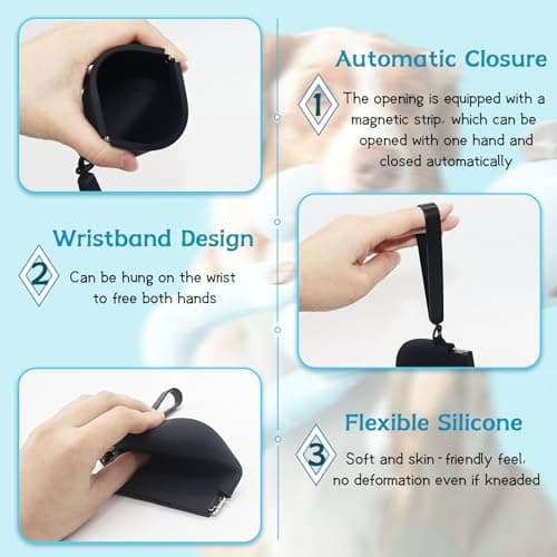 Grantop Silicone Dog Treat Pouch, Silicone Dog Training Bag with Pet Training Clicker, Dog Treat Bags for Walking, Portable Dog Treat Bag with Magnetic, Auto Closing and Waist Clip (Black) — view 3