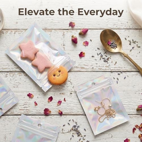50 PCS Smell Proof Bag, Mylar Bags 7x9cm, Foil Ziplock Bags Small Smell Proof Bag, Small Resealable Bags Storage Pouches Grip Seal Clear Plastic for Food Storage,Jewelry,Electronics — view 6