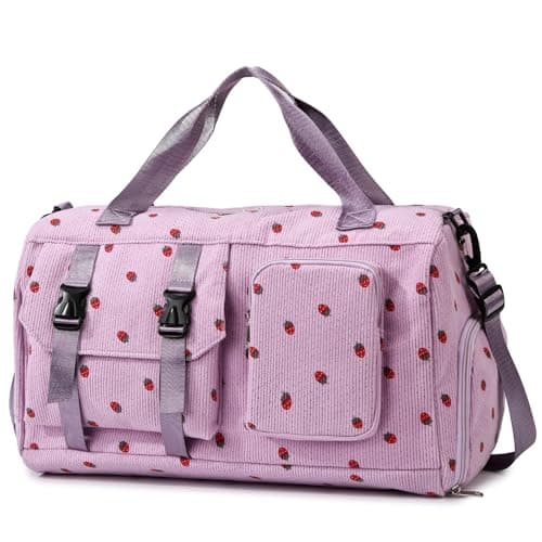 unisoul Corduroy Sports Gym Bag for Women Girls with Shoes Compartment