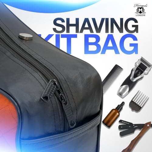 Haryali London Water-Resistant Leather Toiletry Bag for Men Large Travel Wash Bag Shaving Dopp Kit Bathroom Gym Toiletries Makeup Organizer (Orange) — view 4
