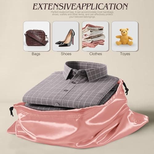 Manyshofu 7 Pcak Satin Dust Bags for Shoe Handbags Storage, Rose Gold, 19.6 x 15.7, Sotrage — view 4