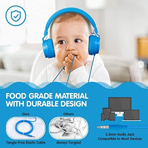ONTA Foldable Headphone,On-Ear Audio Adjustable Lightweight Headphone for Cellphones Smartphones Iphone Laptop Computer Mp3/4 Earphones(Blue) — view 6