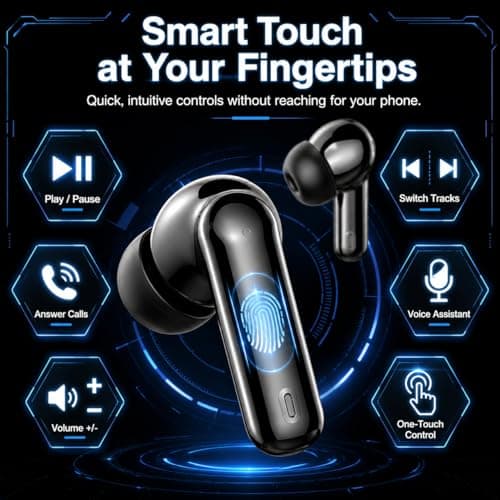 Wireless Earbuds, Bluetooth 5.4 Headphones In Ear with 4 ENC Mic, 36H Playtime HiFi Stereo with Noise Cancelling Ear Buds, IP7 Waterproof LED Display Fast Charging, Earphones APP EQ forAndroid iOS — view 6