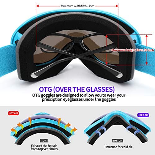 Supertrip Ski Goggles Womens Mens,Anti-fog Anti-glare Skiing Snowboard goggles with 100% UV401 Protection,Helmet Compatible — view 5