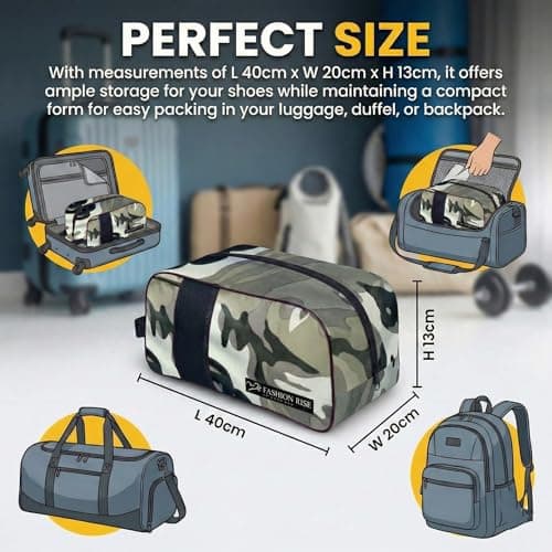 Waterproof Sports Boot/Shoe/Travel Bag for Football Cricket Rugby Golf Toiletry Gym for Men/Women (Camo Grey) — view 3