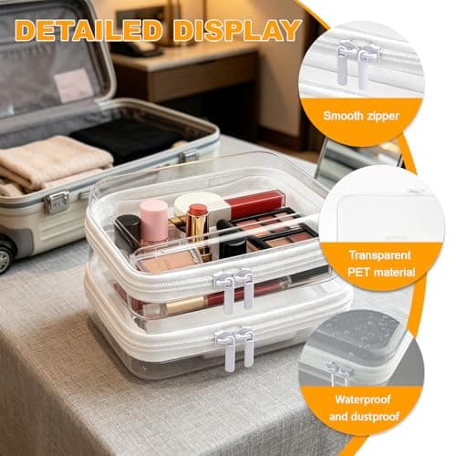 Clear Hard Shell Zipper Cases, 3 Pcs Waterproof Clear Travel Toiletry Bag — view 3