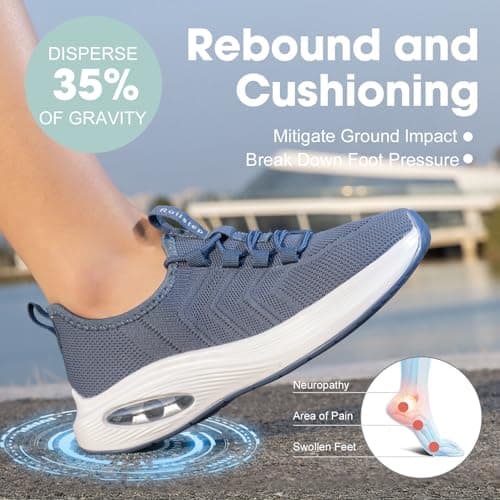 Rollstep Wide Toe Box Shoes Women Extra Wide Width Sneakers Air Cushion Road Running Shoes Ultra Light Tennis Gym Workout Training Shoes Breathable Walking Shoes with Arch Support, Dark Grey, 5 UK — view 3