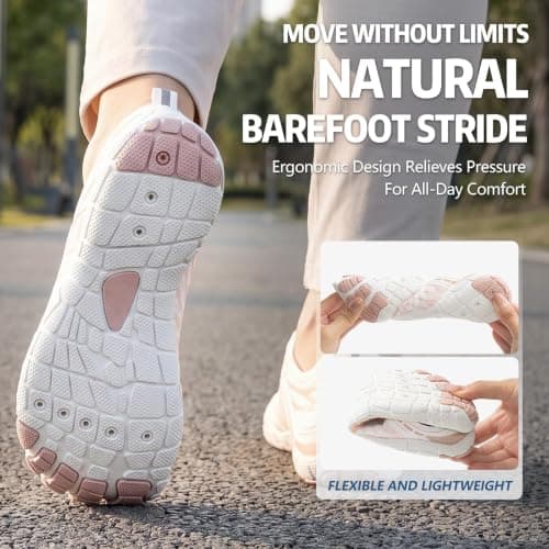 Hike Barefoot Shoes Womens Mens Walking Running Gym Trainers Wide Fit Non-Slip Lightweight Outdoor Swim Surf Water Shoes White — view 4
