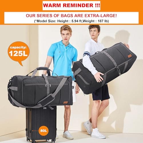 Upeelife 125L Foldable Travel Duffle Bag, Large Waterproof Holdall Bags — view 3