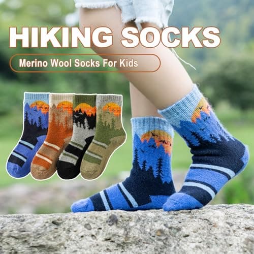 BONANGEL Kids Thermal Merino Wool Socks Thick Walking Cosy Socks Boys Girls — view 4
