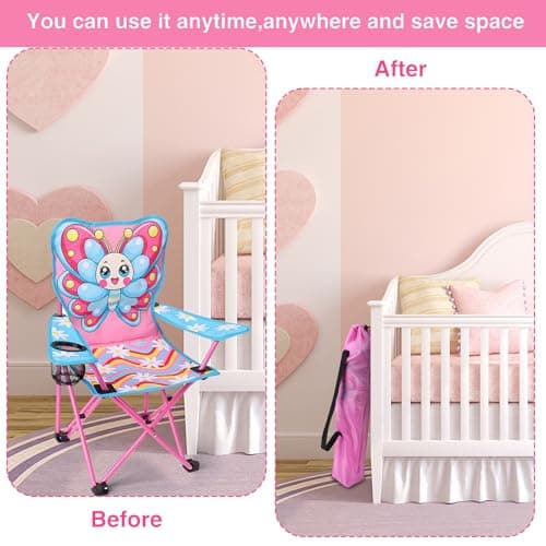 Meng Jiaran Kids Butterfly Folding Camping Chair Oxford Cloth with Cup Holder — view 6