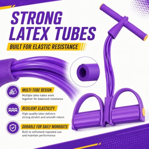 6 Tube Resistance Band with Pedal - Elastic Sport Home Fitness Elastic Stretcher with Non-Slip Handles for Abdominal and Full Workout — view 5