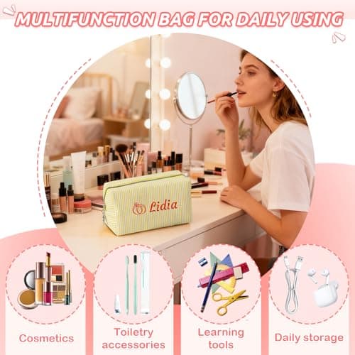Personalised Toiletry Bag with Embroidered Name, Travel Wash Bag, 1 Pc — view 5
