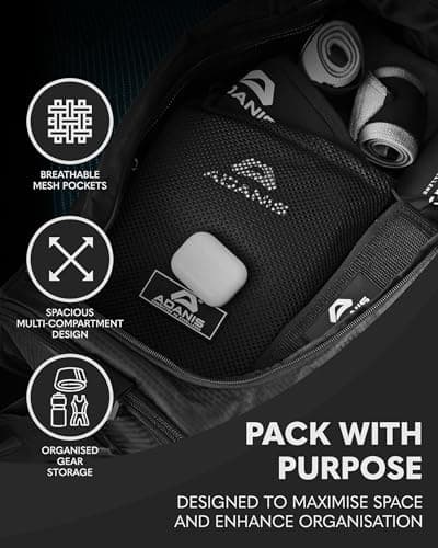 Adanis Gym Duffle Bag for Men & Women – Water-Repellent Sports Bag with Multiple Compartments, Breathable Side Mesh Pockets, Heavy Duty Zippers, Built for Every Workout – 50×30×25 cm — view 4