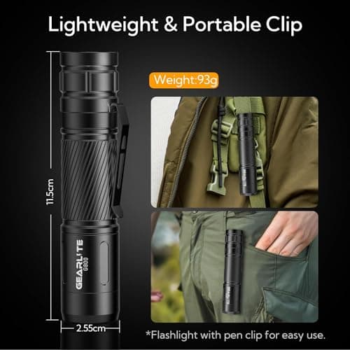 GEARLITE Torch Rechargeable 2 Pack, 2000LM Super Bright Torch with Clip — view 5