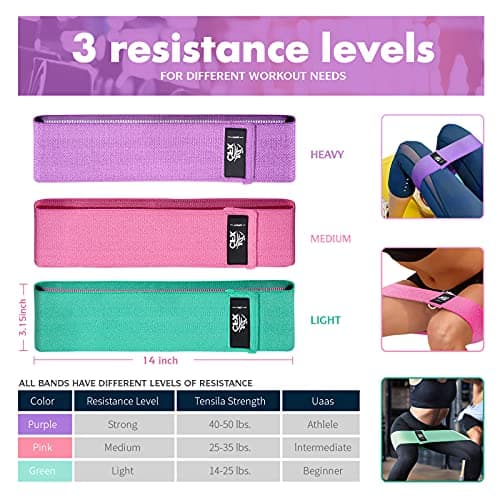 CFX Resistance Bands 3 Sets, Premium Exercise Bands with Non-Slip Design for Hips & Glutes, 3 Resistance Level Workout Booty Bands for Women and Men,Home Training,Fitness,Yoga — view 3