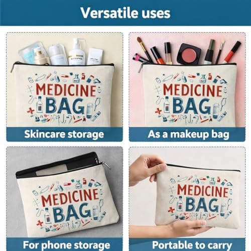Personalised Medicine Bag,Portable Travel Storage Bag with Zipper,Small Makeup Bag Organizer for Women,Storage Case for Medicines,Travel Accessories for Medications, Pi/lls, First Ai/d & Cosm/etics — view 4