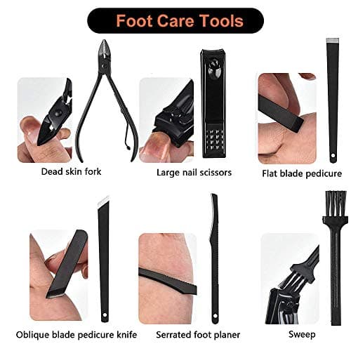 16 in 1 Upgraded Professional Manicure Pedicure Kit, Stainless Steel Nail Clippers Grooming Set with Luxurious Brown Leather Travel Case, Push-Button Closure for Hand Foot Facial Care Men Women — view 4