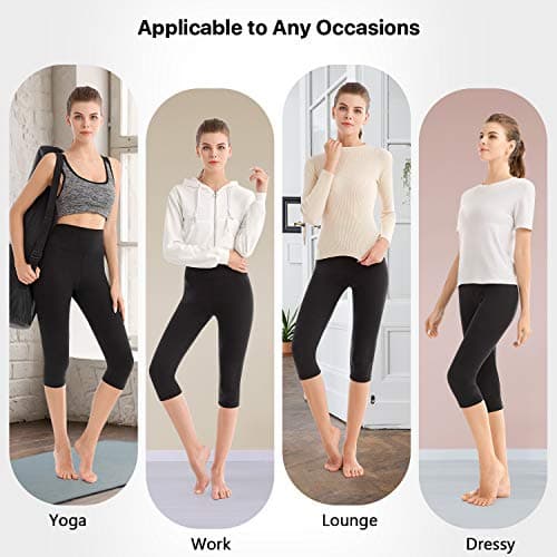 SINOPHANT High Waisted Capri 3/4 Length Leggings for Women Dark Yellow L-XL — view 5