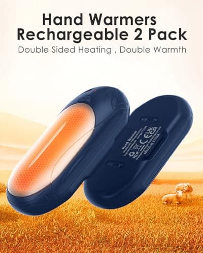 BOSONER Electric Hand Warmers Rechargeable: 2 Pack 6000mAh USB Hand Warmer Reusable - Portable Pocket Heater Electronic Handwarmers - Tech Gifts for Women Men Gadgets (Blue Silver, One Size) — view 2