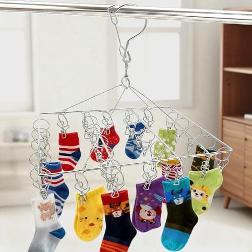 DARUITE Sock Hanger for Drying, Underwear Dryer Hanger with 30 Clips — view 6