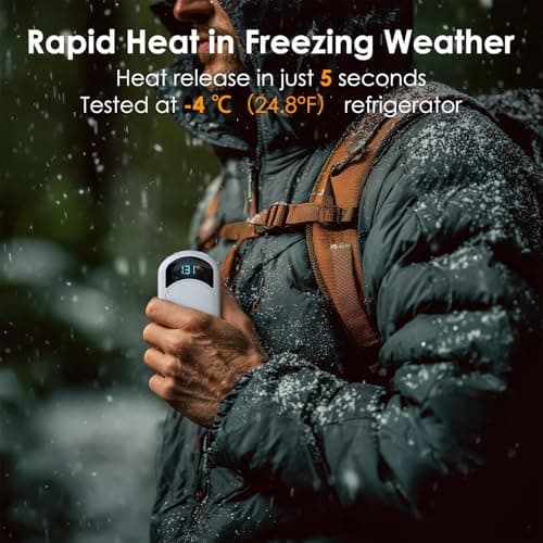 Hand Warmers 2-Pack, 2 * 3200mAh Rechargeable Hand Warmers, 3 Heat Settings, Up to 13Hrs, Ultra Thin Portable for Pocket Gloves Outdoor Sports, Winter Essentials for Men,Women. (White) — view 6