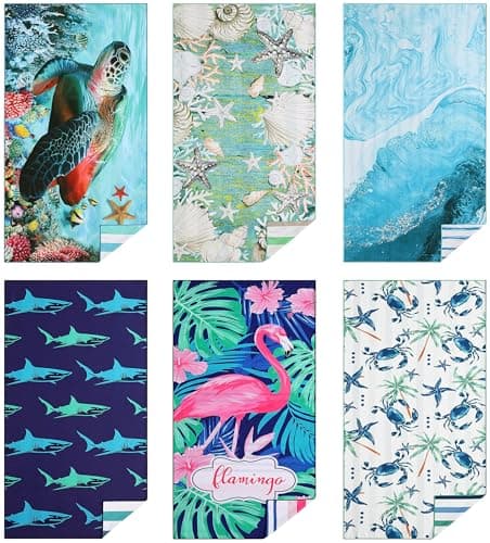 Casa Platino Beach Towels 6-Pack Extra Large – 71"x32" Lightweight, Quick-Dry & Sand-Free Microfiber – Soft, Double-Sided Swim, Pool & Travel Towels for Camping, Vacation & Beach Essentials – Muara