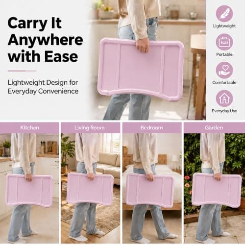 Breakfast Folding Tray with Legs, Raised Edge Laptop Table — view 5