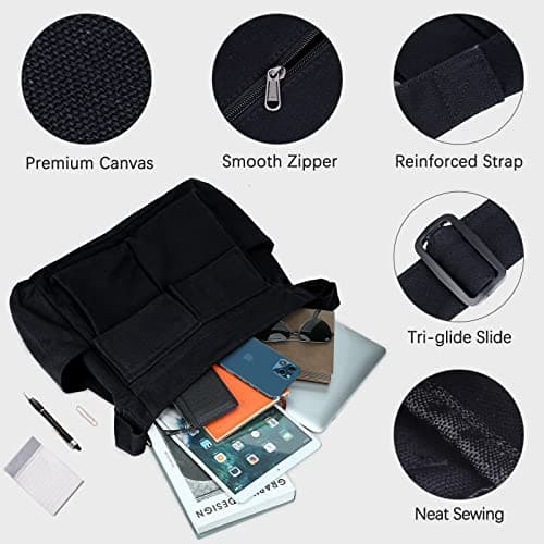 DKIIL NOIYB Canvas Messenger Bag Crossbody Purse for Women Men Large Satchel Shoulder Bag Hobo Purse with Adjustable Strap for Travel Daily Use — view 4