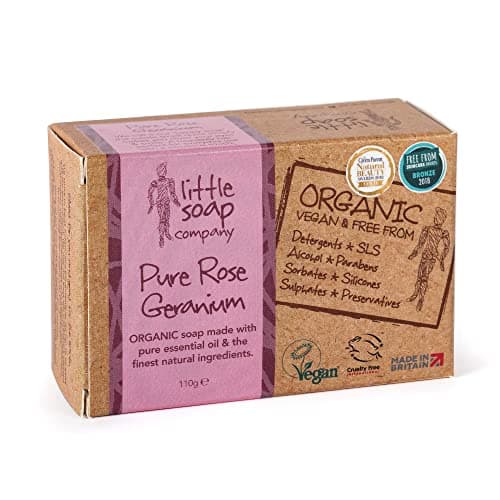 Little Soap Company Organic Rose Geranium Soap Bar for Face & Body, 110g