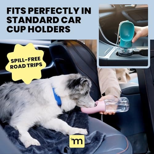 MalsiPree Dog Water Bottle with Bowl - Leak Proof Portable Puppy Water Dispenser with Drinking Feeder for Pets Outdoor Walking, Hiking, Travel, Food Grade Plastic (Pink, 350ml) — view 5