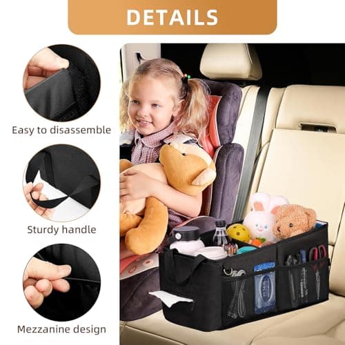 DHSWNNG Car Organiser, Boot Storage Organiser 31x25x25cm Foldable Multi-Compartment Car Caddy Organisers With Handle Cars Seat Organisers Backseat Storage Box — view 4
