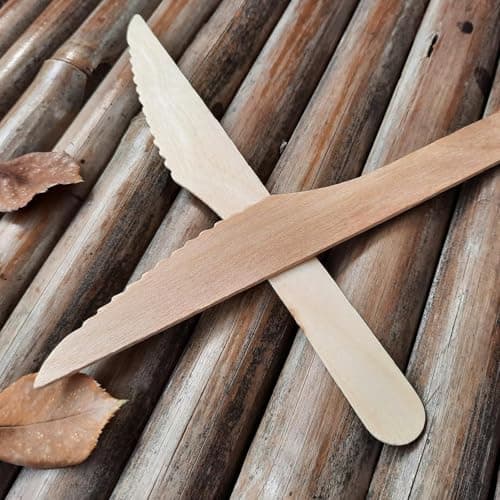 MIXEL Disposable Wooden Knife, Comfortable Grip, Lightweight And Portable, Ideal For Parties, Picnics, Camping, Takeaway, Everyday Use, Durable Construction, (20 Pcs) — view 4