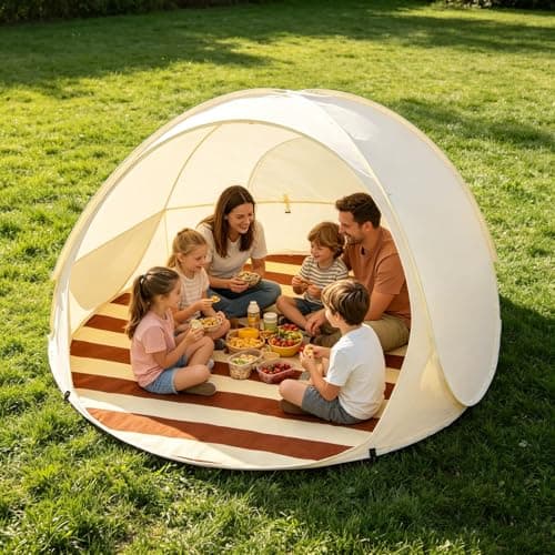 Pop-Up Beach Tent for 3-4 Person - Automatic Sun Shade Shelter Tent, Pop-Up Upf 50+ Uv Protection Sun Shelter Canopy with Mosquitonet, Portable Lightweight Uv Protection Beachtent (White) — view 5