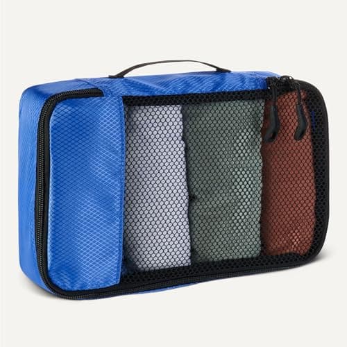 Amazon Essentials 4-Piece Packing Cubes Travel Accessories Set, Luggage Organiser with Double Zip, Mesh Top, Polyester, Small/Medium/Large/Slim, Blue (Previously Amazon Basics) — view 4