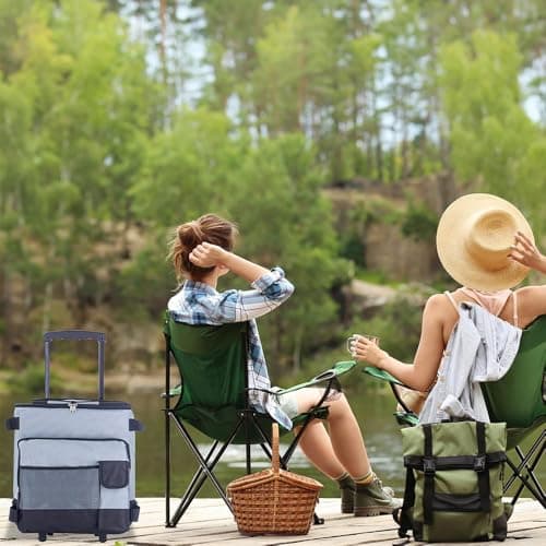 Ccarzzi Collapsible Cooler Bag on Wheels 43L Portable Large Cool Box Picnic Bag with Handle, Waterproof Oxford Cloth, for Camping, Fishing, BBQ — view 6