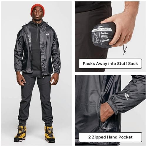 Peter Storm Men's Packable Waterproof Jacket with 2 Zipped Hand Pockets and Adjustable Hood, Pac A Mac, Rain Coat, Cagoule (UK, Alpha, M, Regular, Regular, Black) — view 5