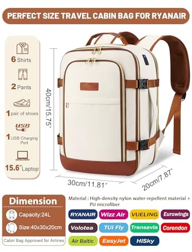 MOCOCITO Ryanair Cabin bags 40x30x20 Travel Backpack 40x30x20 Cabin Bag Carry On Weekend Trips & Air Tryanair Under Seat Backpack for Travelling Suitable for Ryanair, Wizz Air, Easyjet, Vueling — view 2