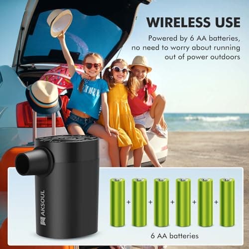 Electric Air Pump for Airbed Inflatables: 4000Pa 200L/min AA Battery Powered Mini Portable Vacuum Pumps Small Inflator for Pool Swimming Inflatable Travel Mattress Camping Air Bed — view 3