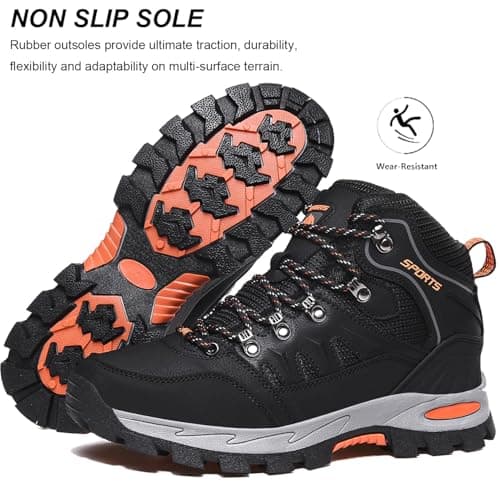 HODTOB Hiking Boots Mens Womens Lace-up Non-Slip Outdoor Men Women Mountain Trekking Shoes for All Season Walking Travelling Backpacking Camping Shoes Sneaker Black 8.5UK — view 5