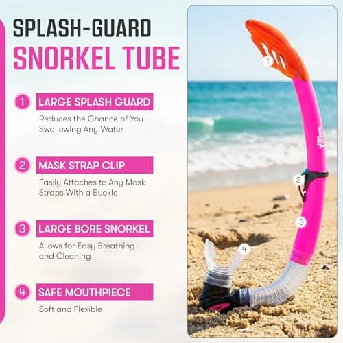 Two Bare Feet Snorkel, Mask and Fins/Flippers PVC Snorkelling Set (Adults) With Anti Fog and Wide View Mask, Anti-Leak, Tempered Glass - Scuba Dive Snorkelling Sets (S/M (UK4.5-8.5), Pink) — view 3